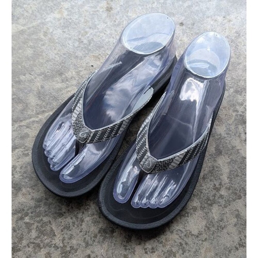 Olukai Sandals Womens 6 Kulapa Kai Thong Flip Flops Flats Slip On Comfort Gray